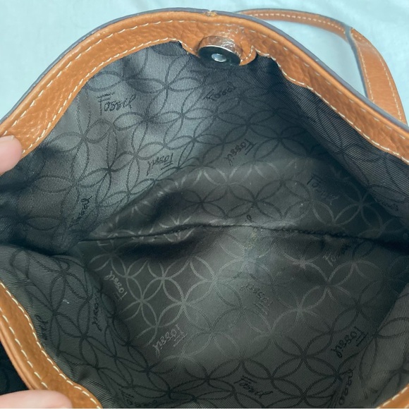 Vintage Y2K Fossil Leather Shoulder Bag Tan - Picture 11 of 12